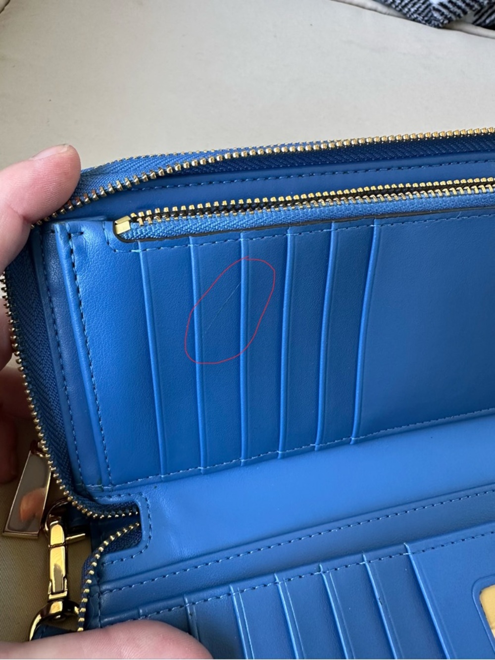 Michael Kors Brown Wallet with Blue Trim and Wristlet - Picture 9 of 11